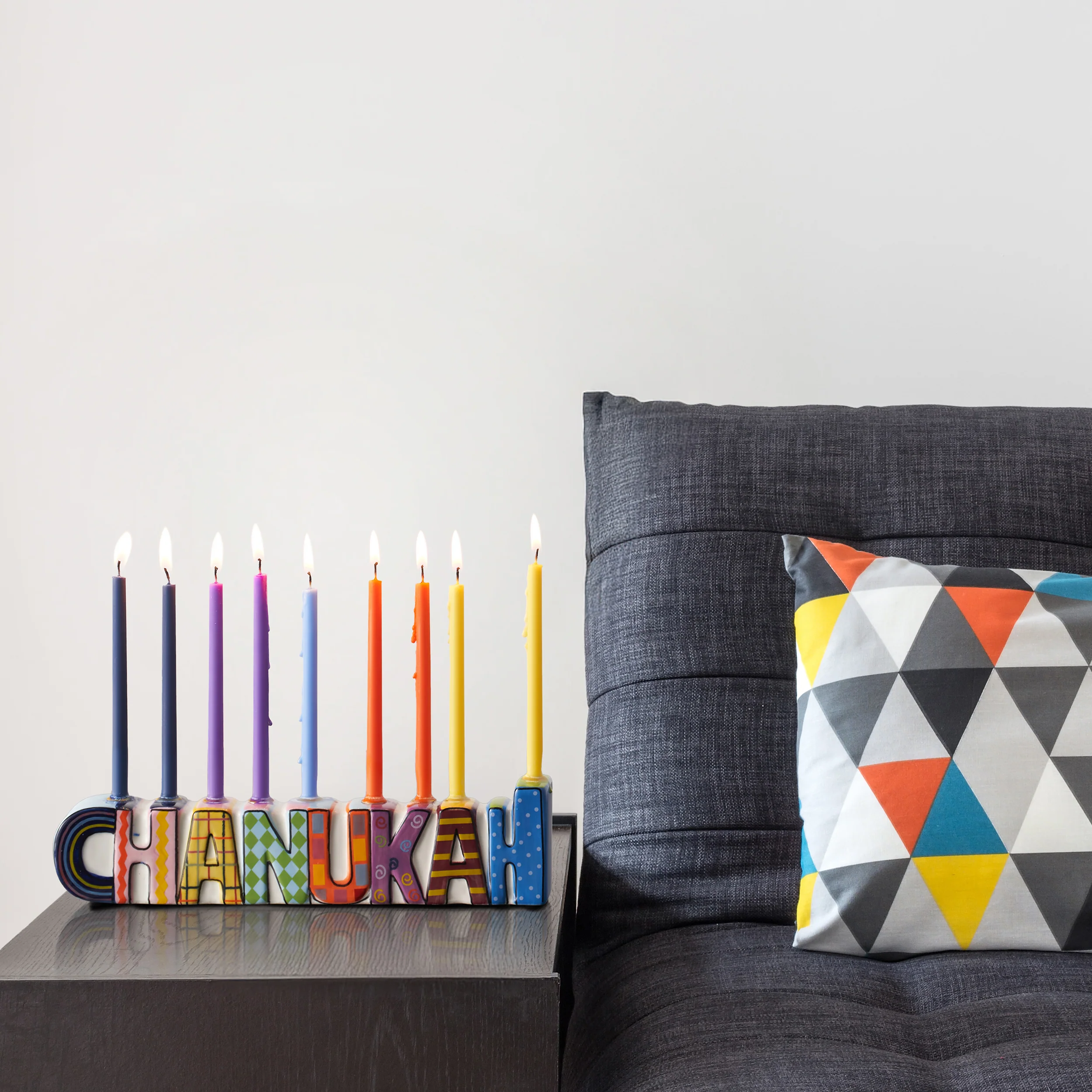 Rite Lite - "CHANUKAH" Hand-Painted Ceramic Menorah (with Gift Box) - Image 3