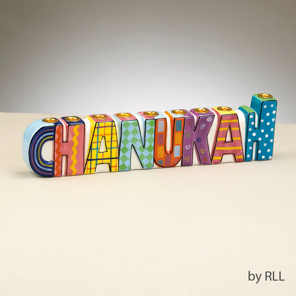 Rite Lite - "CHANUKAH" Hand-Painted Ceramic Menorah (with Gift Box) - Image 4