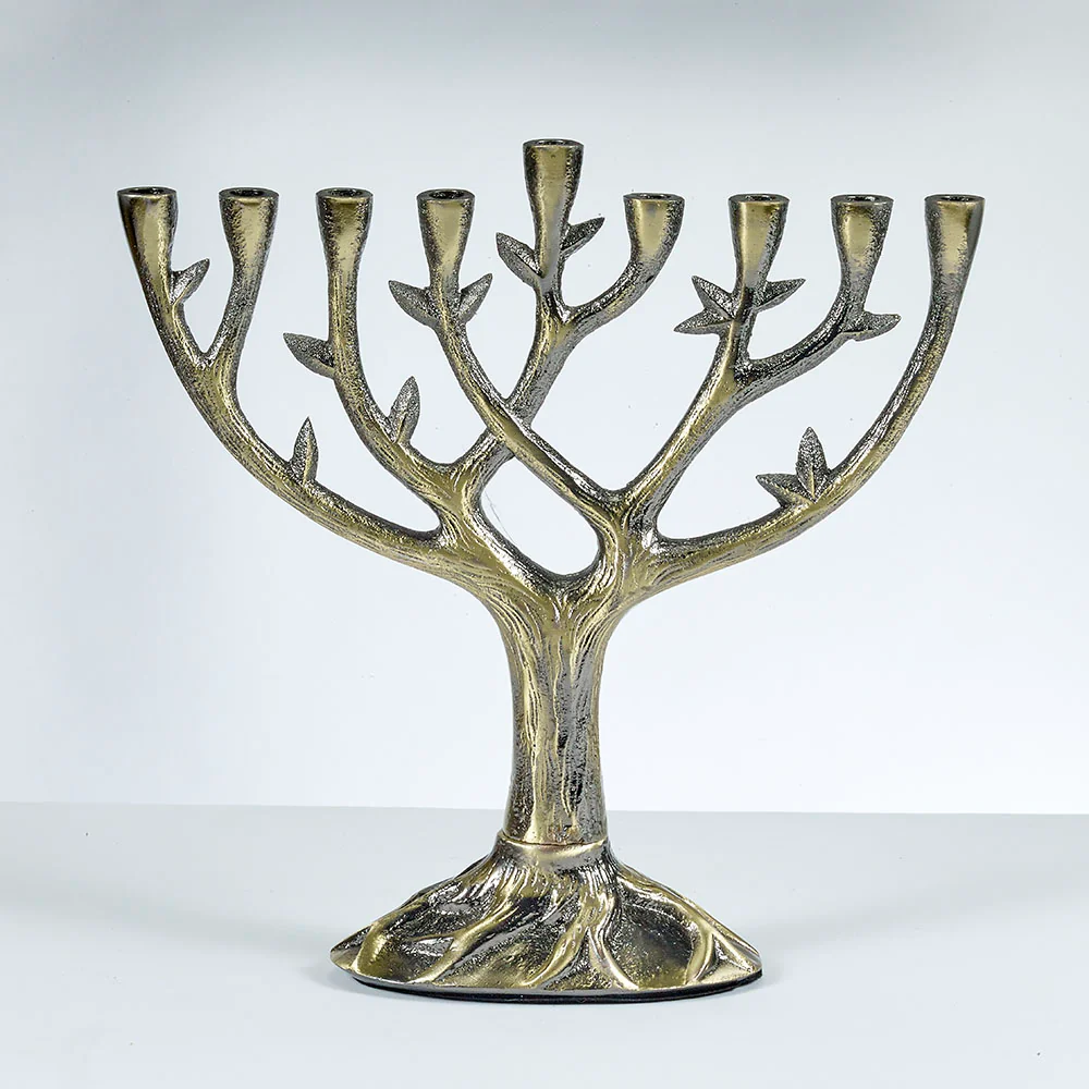 RITE LITE MENORAH ANTIQUE BRONZE FINISH TREE OF LIFE