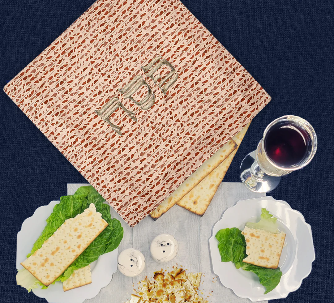 Rite Lite - Passover - Matzah Print Matte Satin Matzah Cover - Image 2