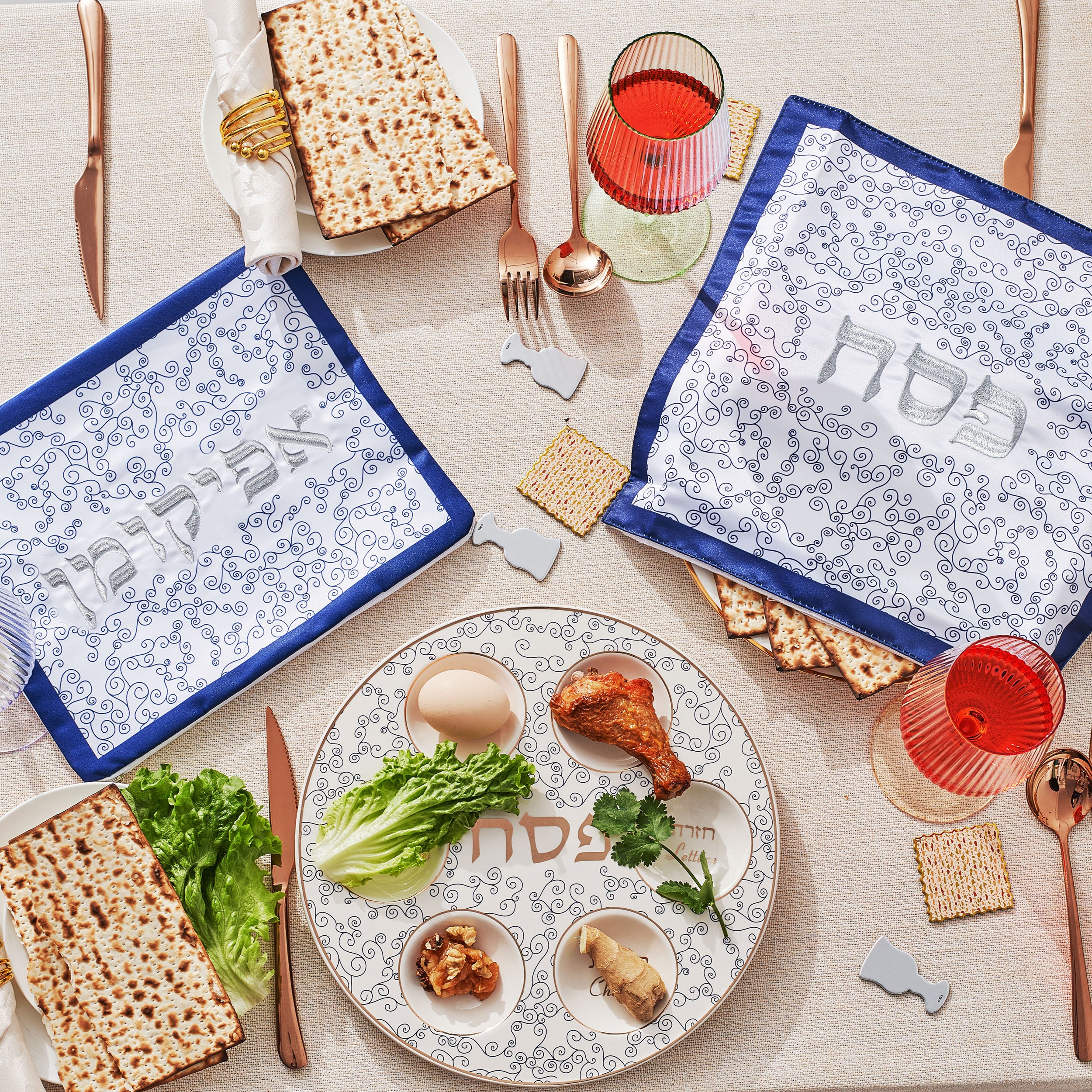 Rite Lite - Passover - Classic Ceramic Seder Plate With Gold Accents - Image 2