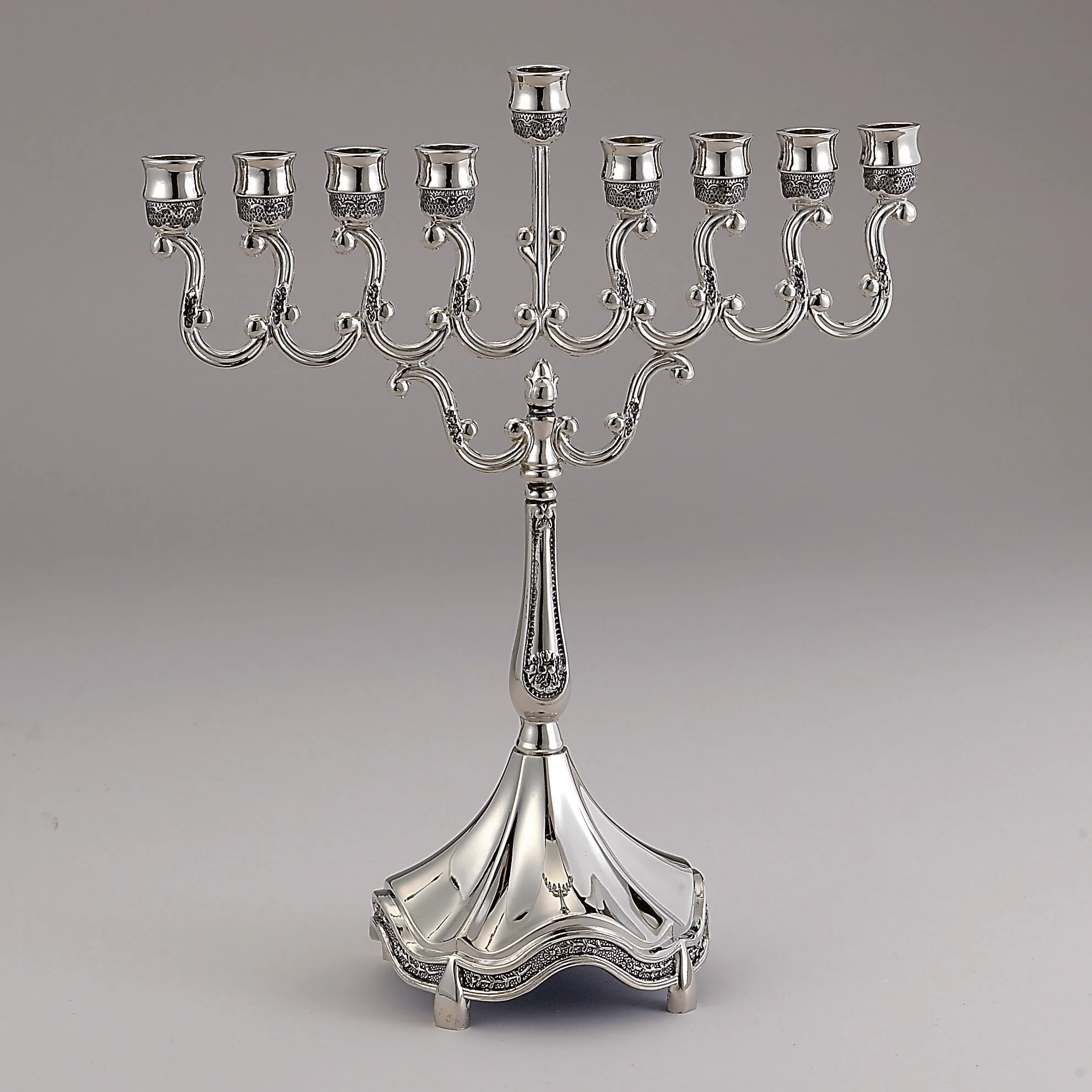 Rite Lite - Polished Silvertone Curlicues Menorah