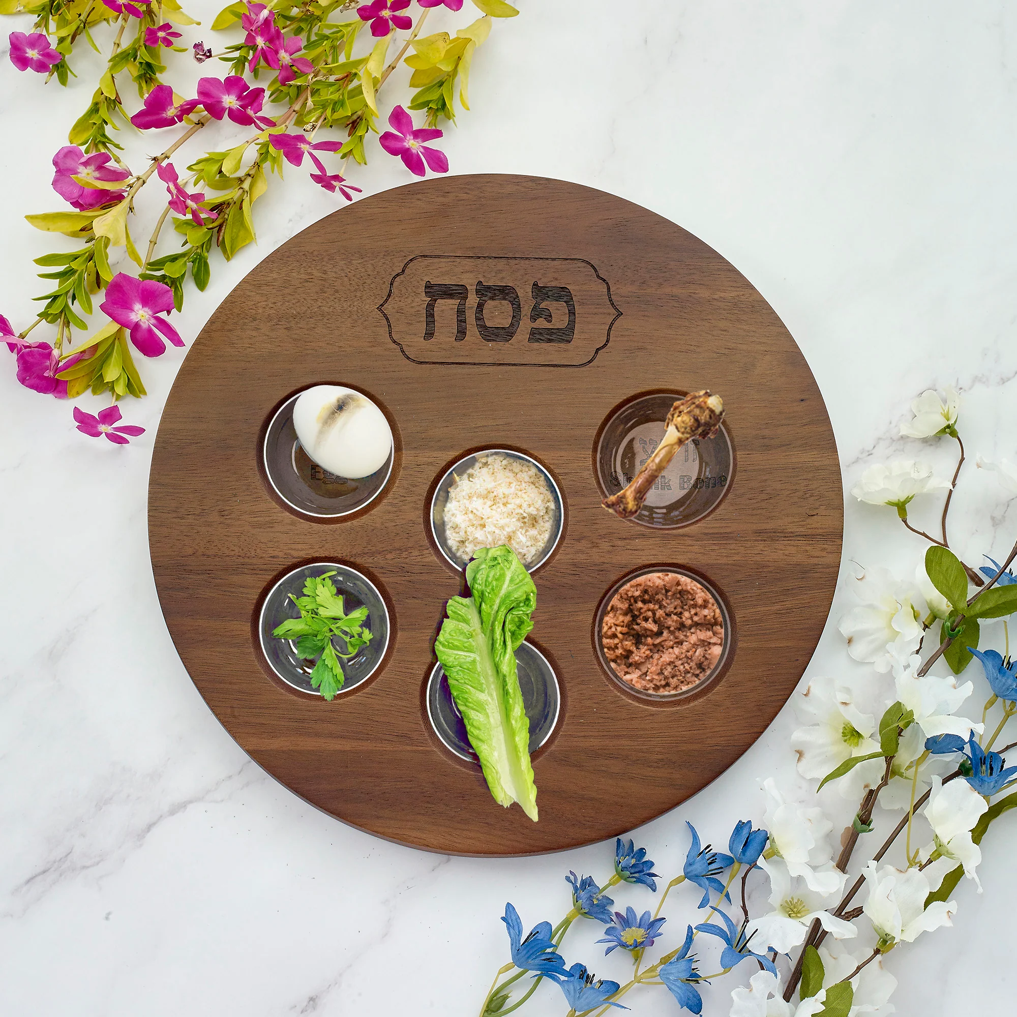 Rite Lite - Passover - Acacia Wood Seder Plate - Image 2