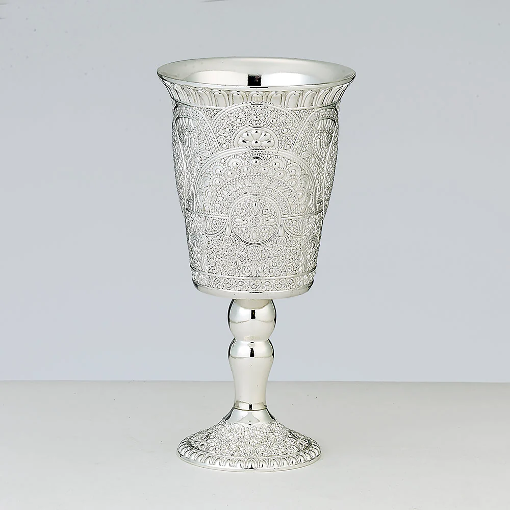 ''RITE LITE '' SILVERPLATED KIDDUSH CUP FILIGREE DESIGN 5.75''