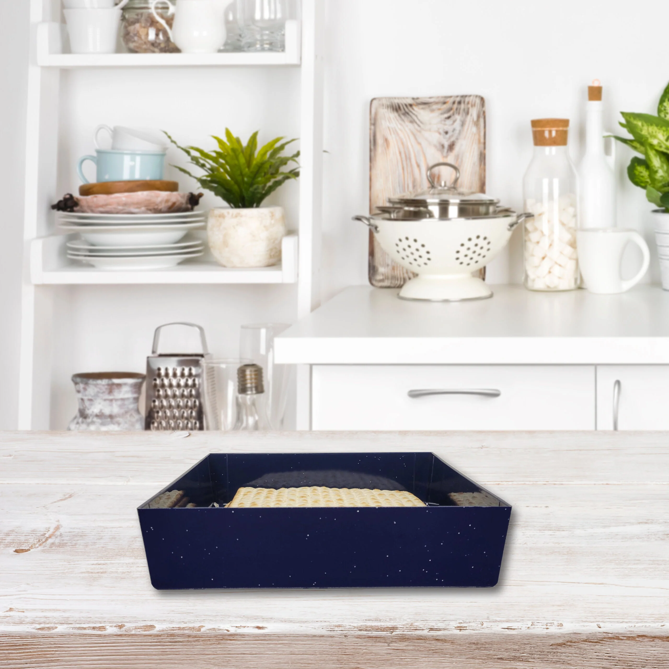 Rite Lite - Passover - Square Navy PS Matzah Tray With Silver Glitter - Image 3