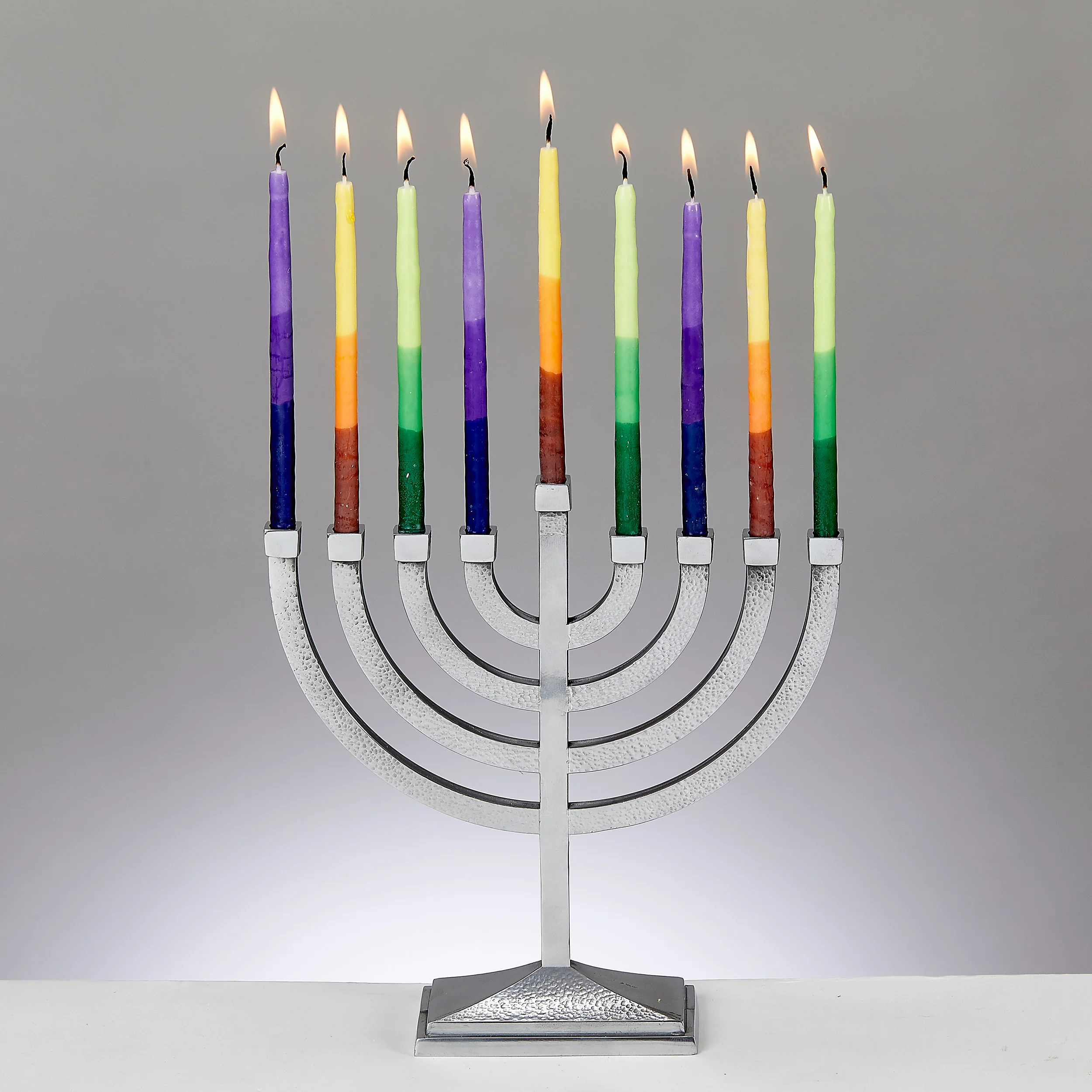 Rite Lite - Traditional Hammered Menorah - Polished Aluminum - Image 2