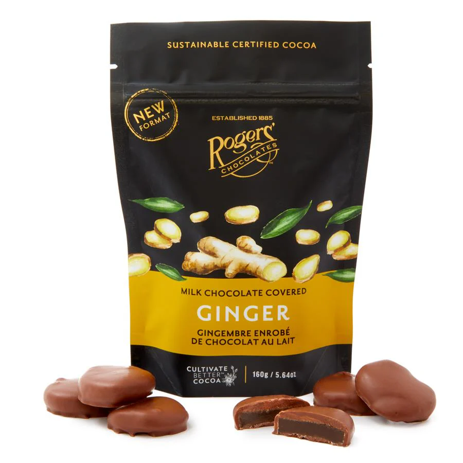 Rogers' Chocolate - Milk Chocolate Covered Ginger - 150g