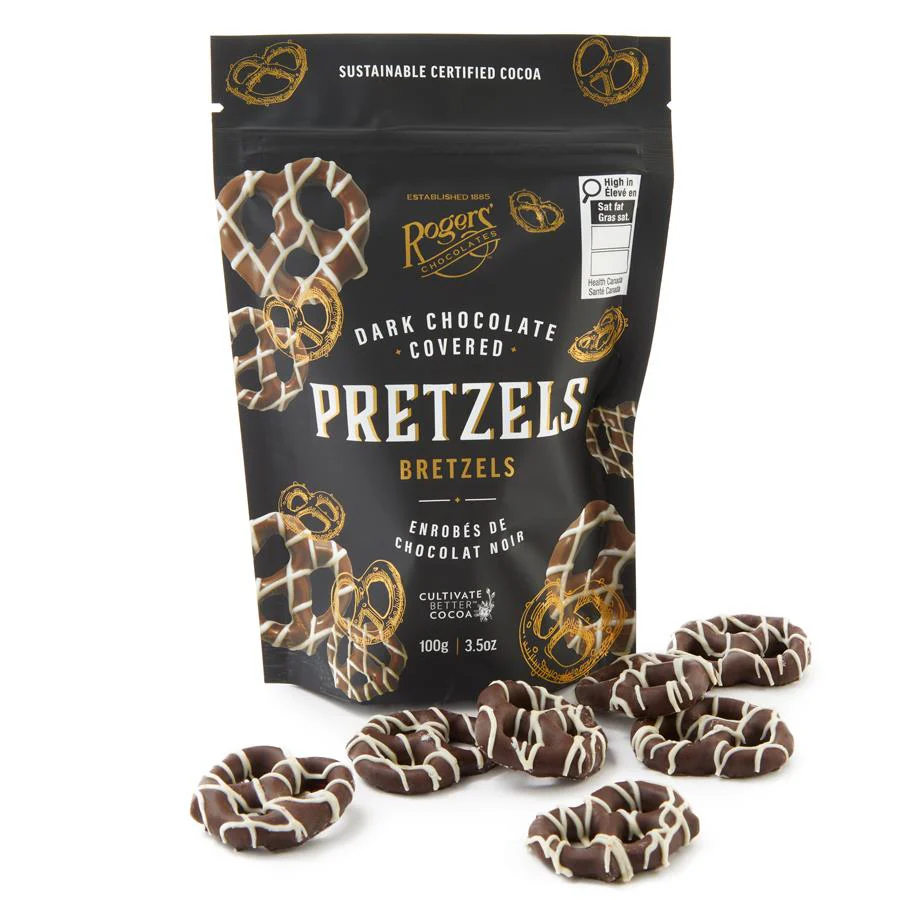 Rogers' Chocolates - Dark Chocolate Pretzels - 100 g