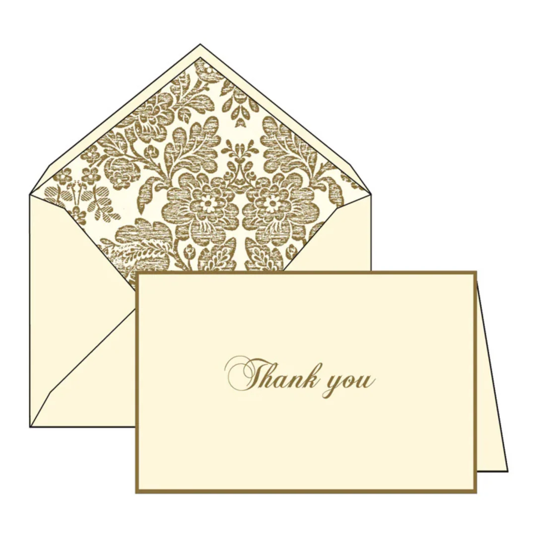 Rossi 1931 - Flat Thank You Cards and Lined Envelopes - Gold Flowers - BSC088T - Image 3