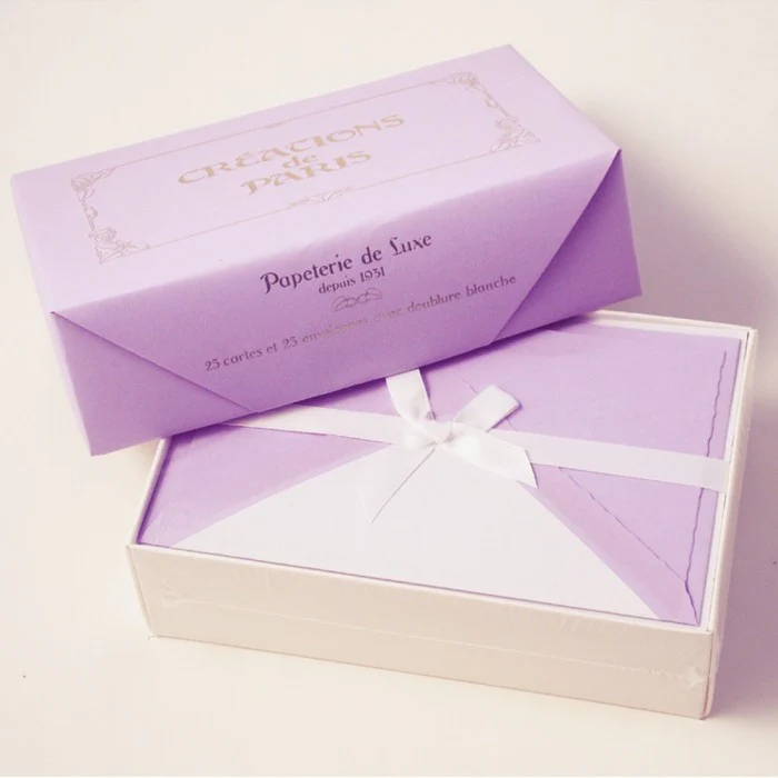 ROSSI 1931 - Flat Deckled Edge Cards and Lined Envelopes - Lavender - CDP008