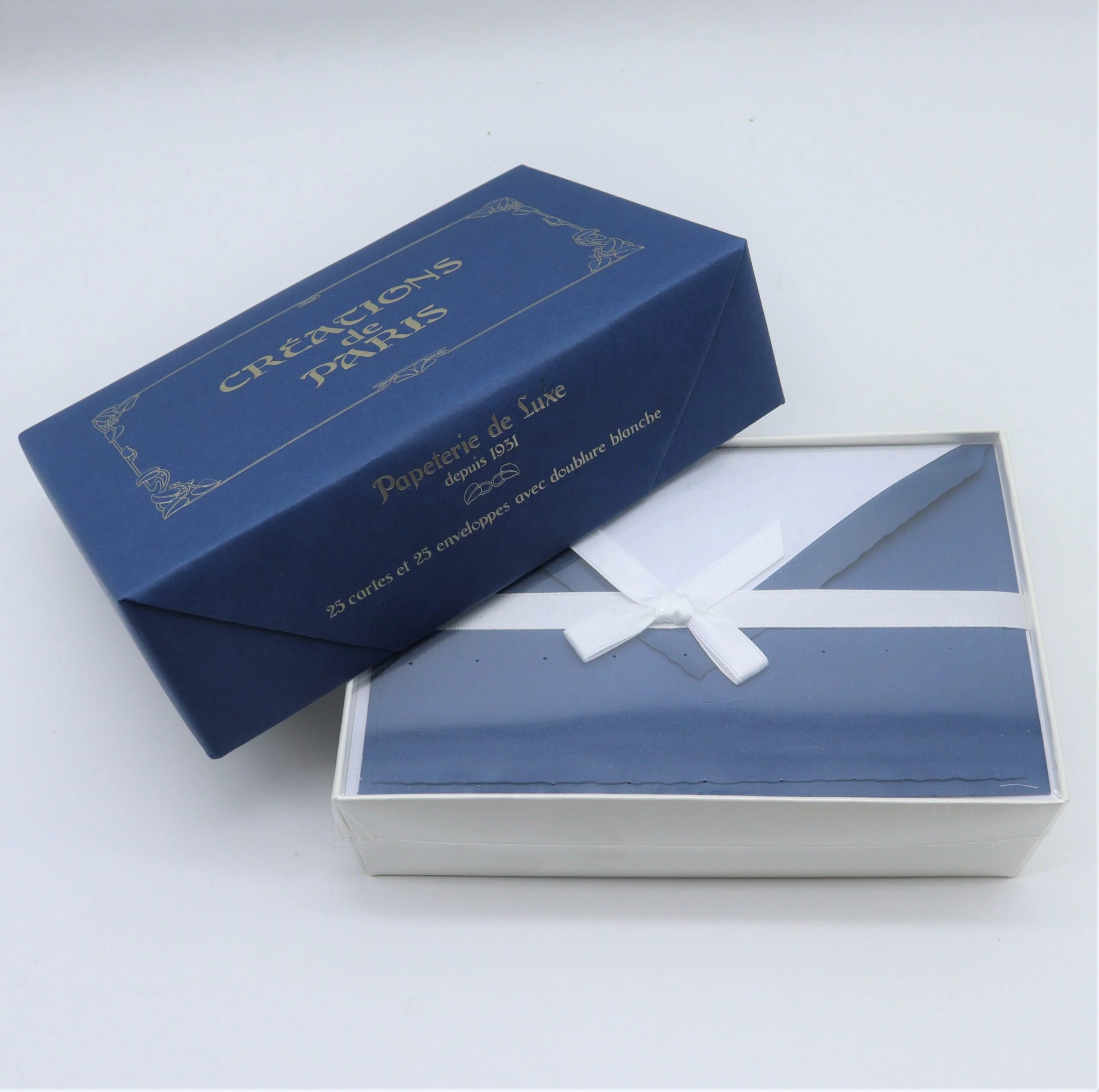 ROSSI 1931 - Flat Deckled Edge Cards and Lined Envelopes - Blue - CDP012