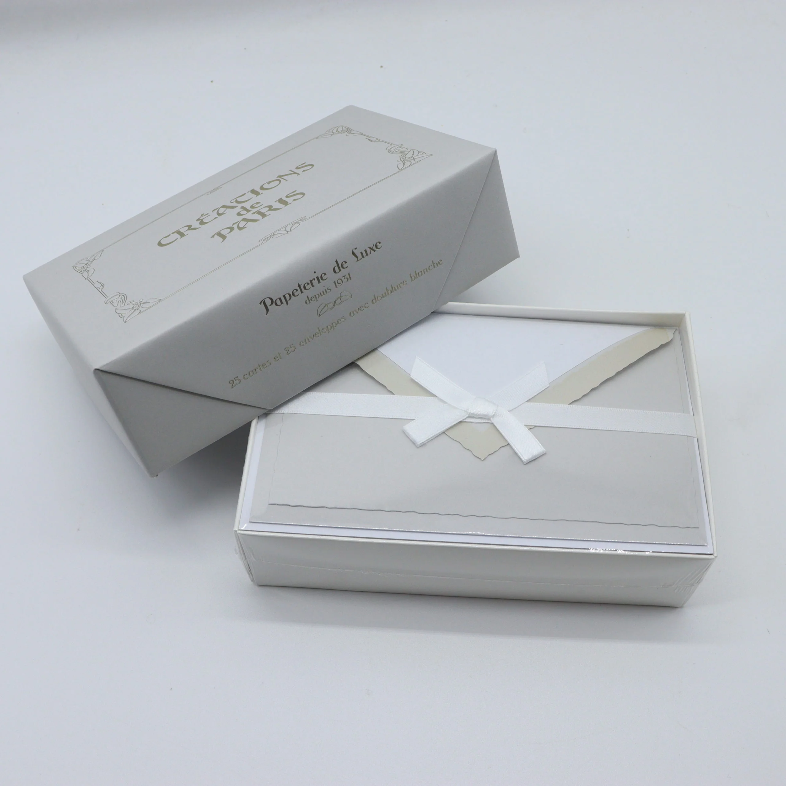 ROSSI 1931 - Flat Deckled Edge Cards and Lined Envelopes - Grey - CDP016