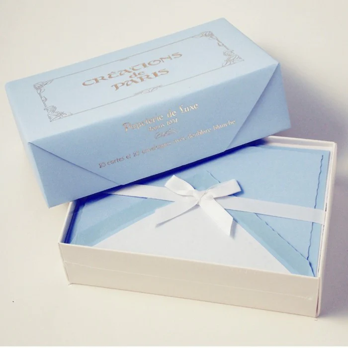 ROSSI 1931 - Flat Deckled Edge Cards and Lined Envelopes - Azure Blue - CDP010