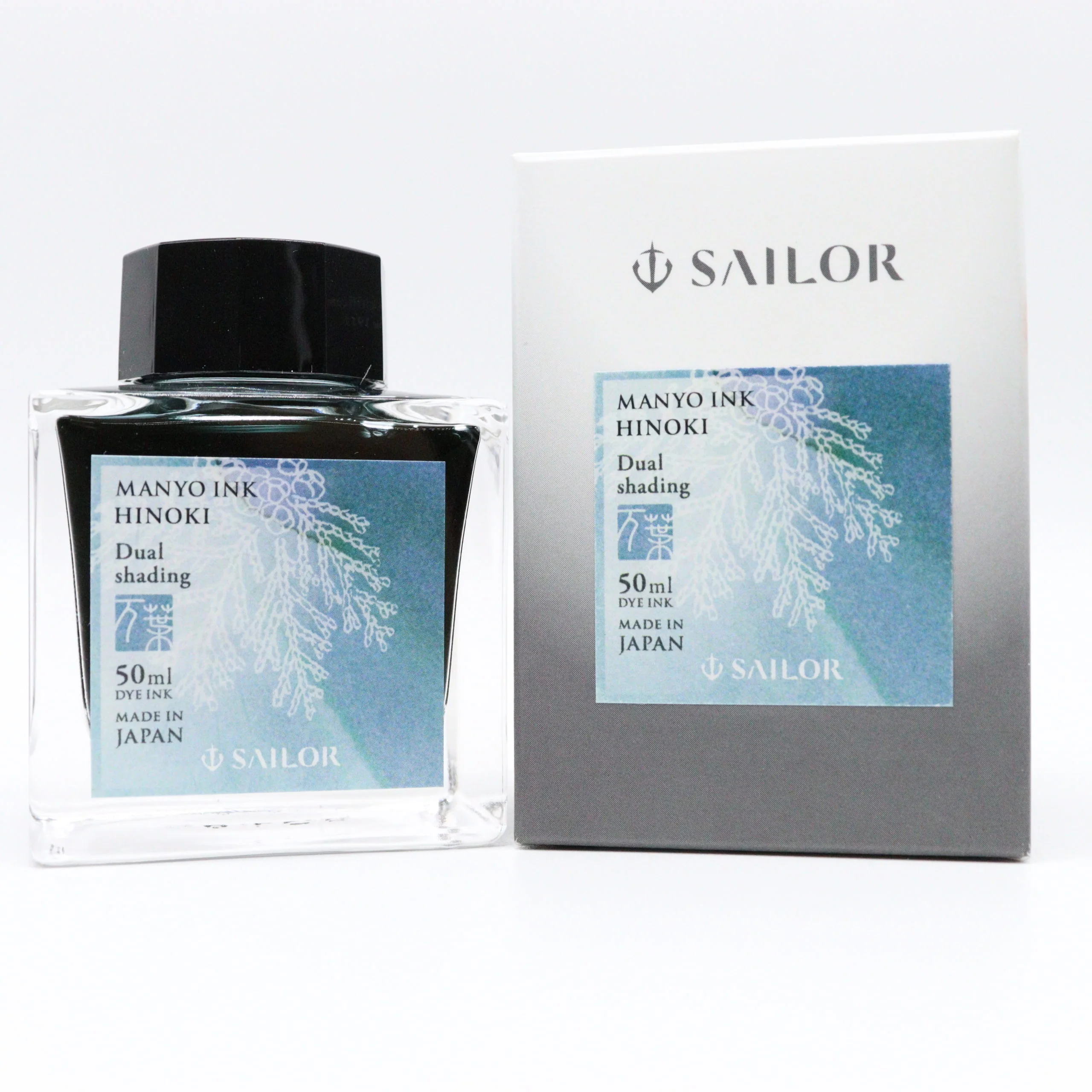 SAILOR PEN – Manyo Ink – Bottled Fountain Pen Dual Shading Ink (50ml) – HINOKI (Blue-Grey)