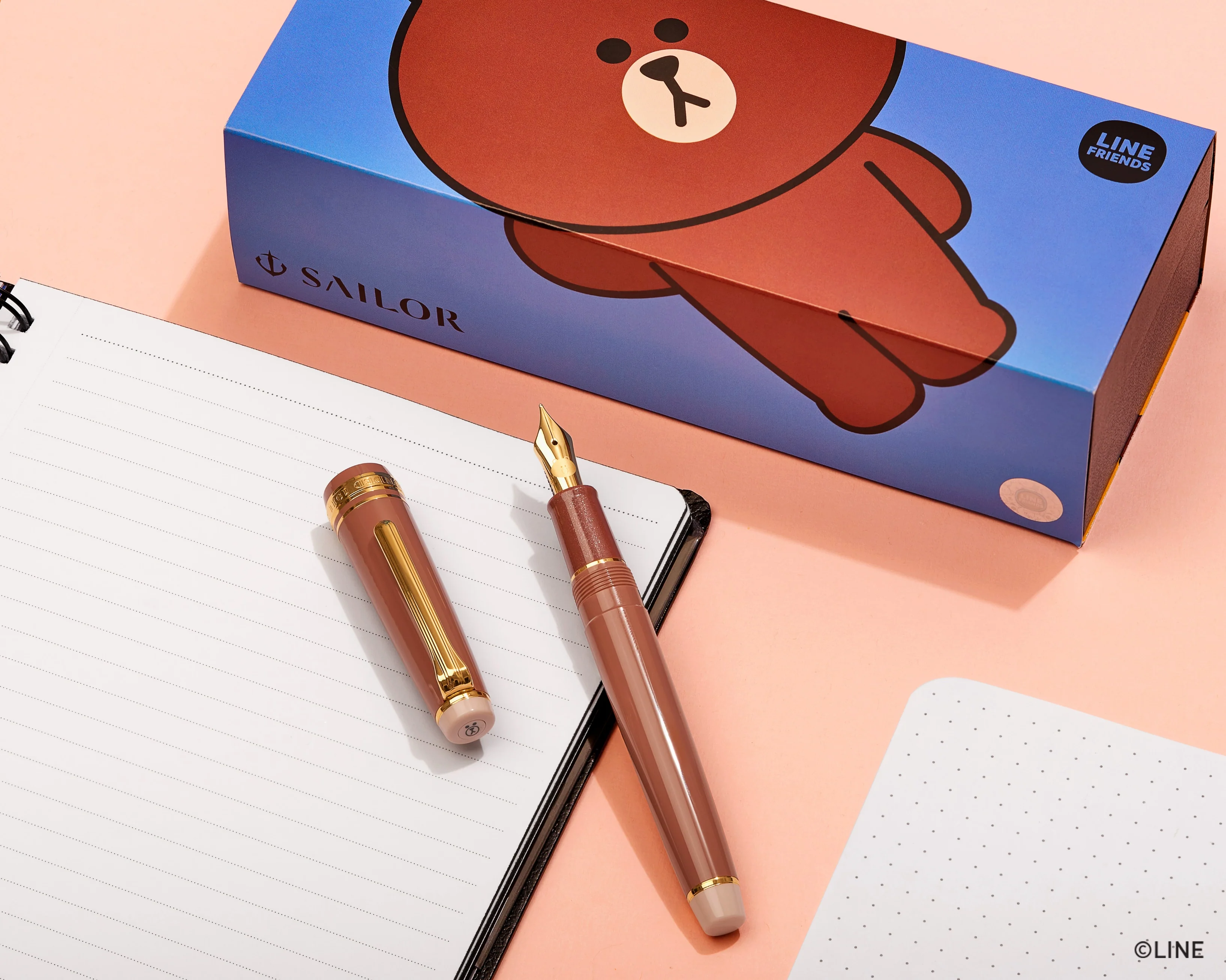 SAILOR - PRO GEAR SLIM - LINE FRIENDS 'BROWN' - FOUNTAIN PEN - 14 K GOLD - Image 6