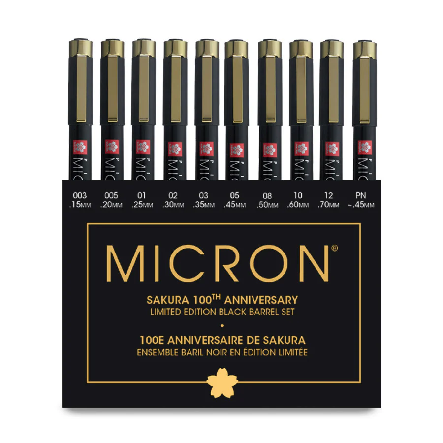 SAKURA - Pigma Micron Black Barrel Pen Set - 100th Anniversary LIMITED EDITION