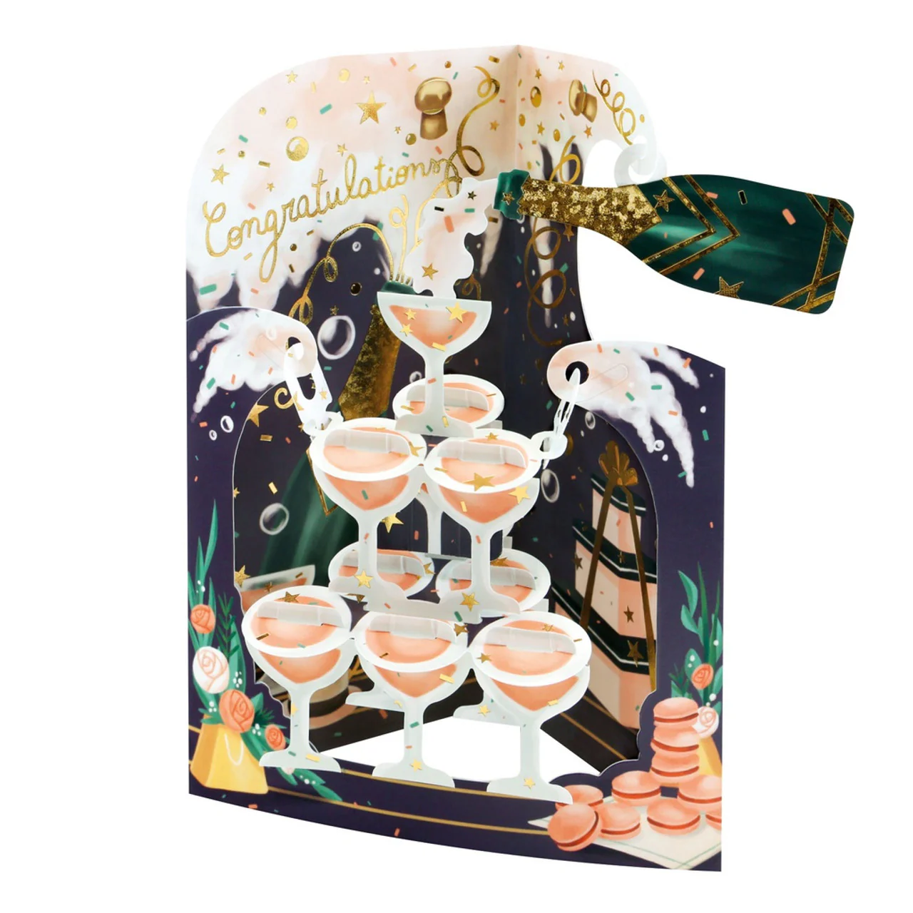 Santoro Swinging Card - Congratulations Champagne