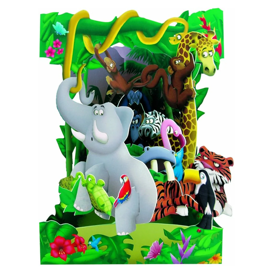 Santoro Swinging Card - Jungle Animals
