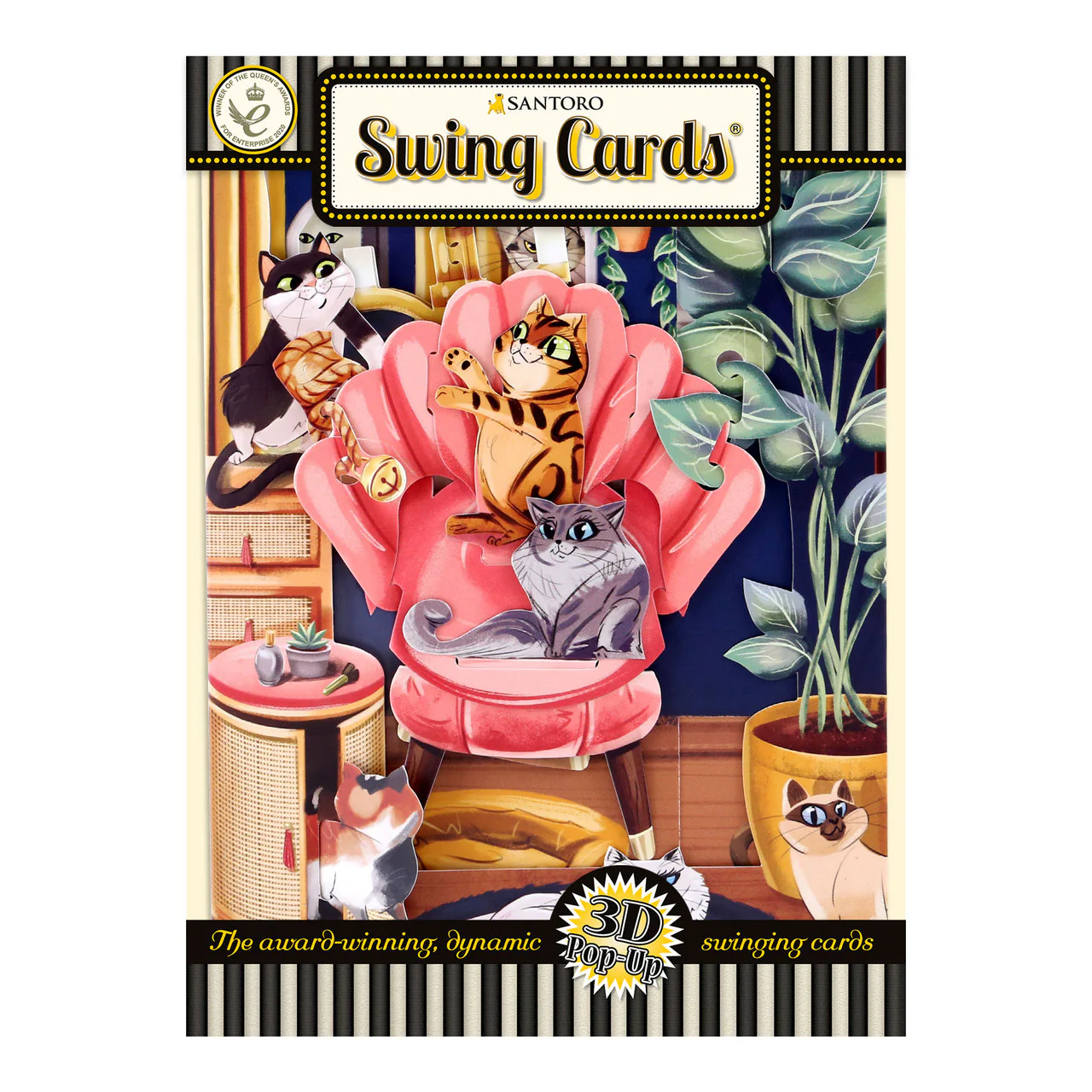 Santoro Swinging Card - Lounging Cats - Image 4