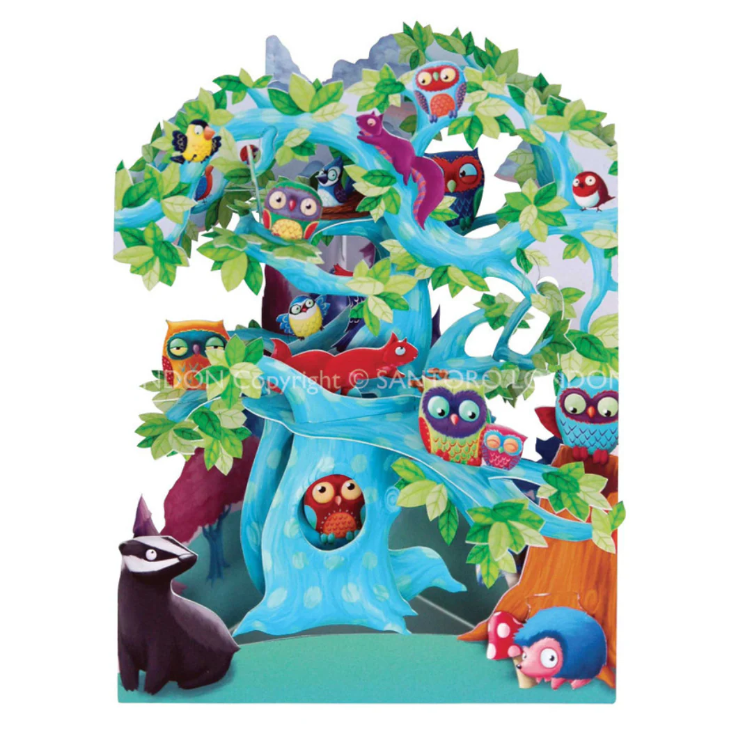 Santoro Swinging Card - Woodland Tree Of Birds