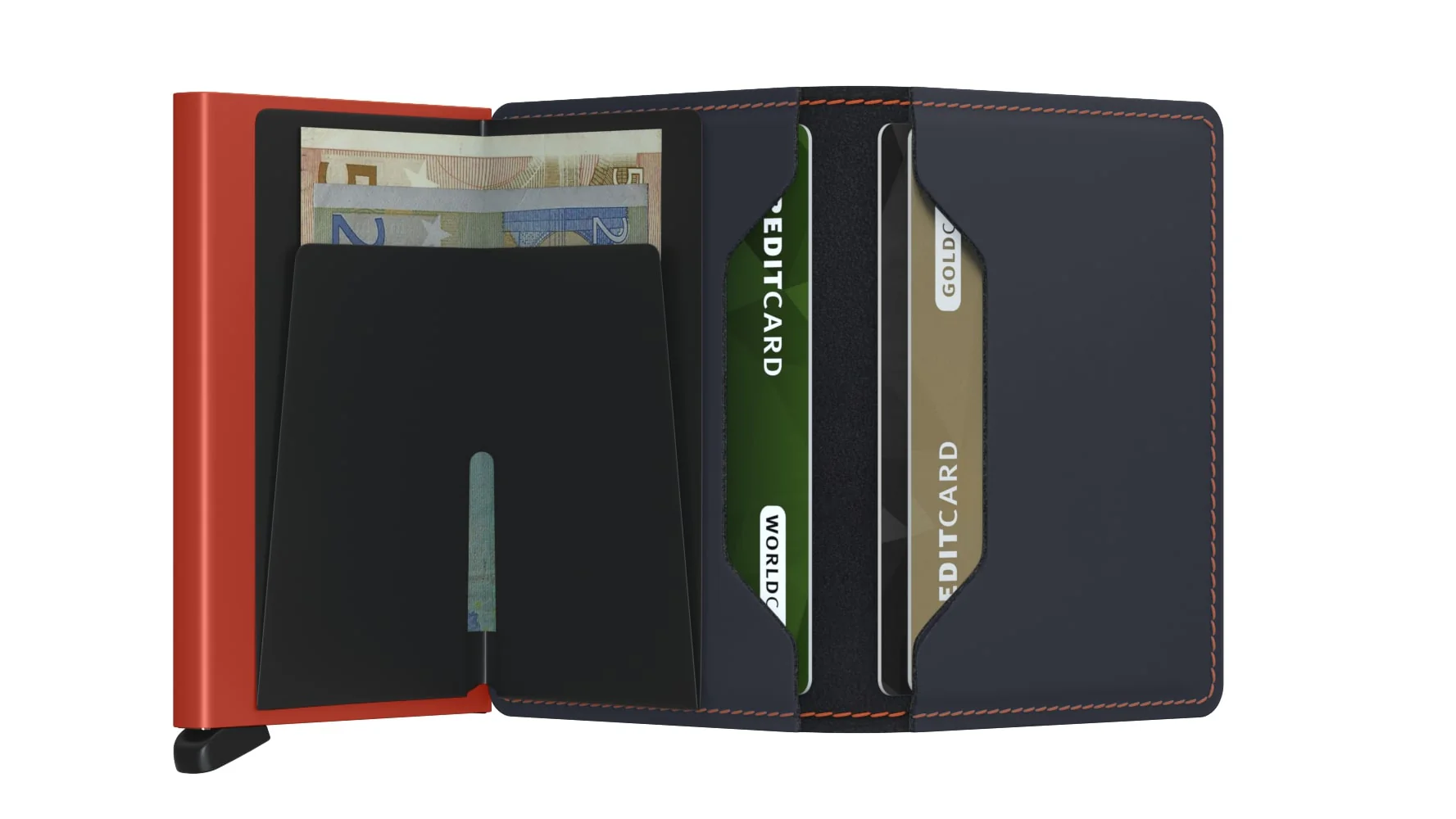 SECRID - Slimwallet - Matte Night Blue & Orange - Image 3
