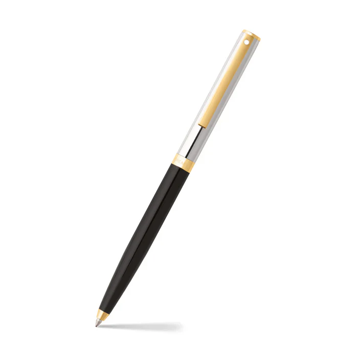 Sheaffer - Sagaris Ballpoint Pen - Black Barrel/ Chrome Cap & Gold Trim