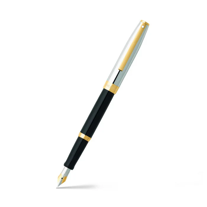 Sheaffer - Sagaris Fountain Pen - Black Barrel/ Chrome Cap & Gold Trim