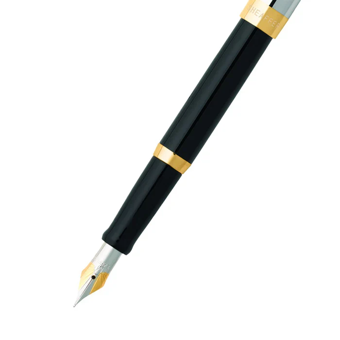 Sheaffer - Sagaris Fountain Pen - Black Barrel/ Chrome Cap & Gold Trim - Image 2