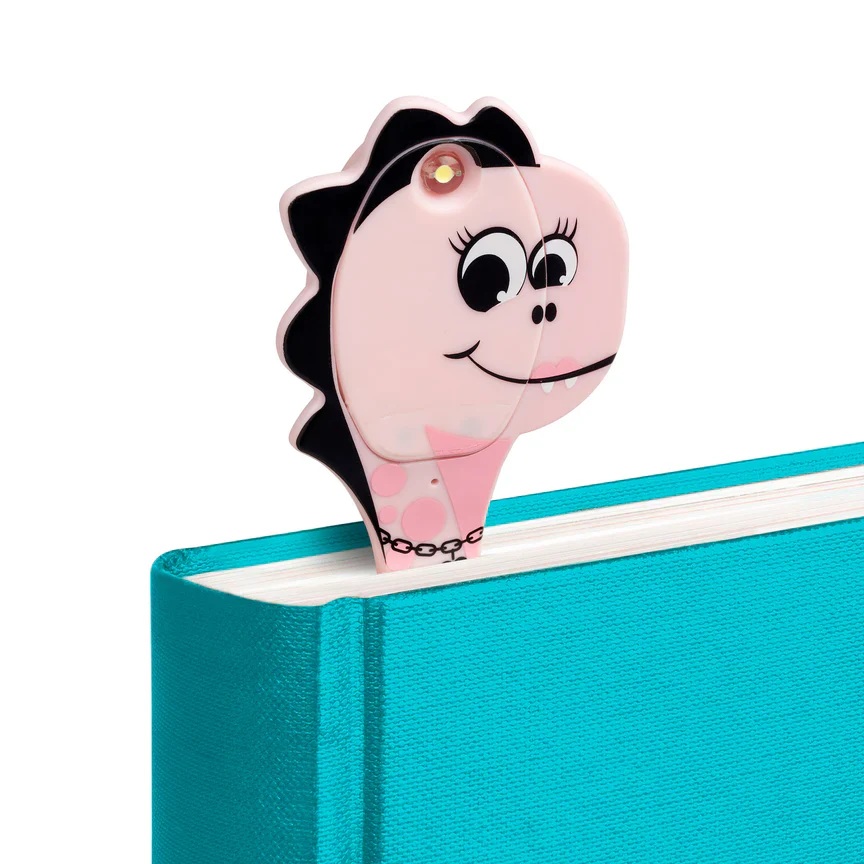 Thinking Gifts - LED Reading Light - Bookmark - Flexi Light Pals - Dinosaur Pink - Image 4
