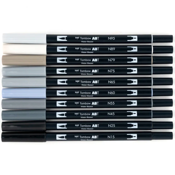 Tombow - Dual Brush Pen Set 10 - Grayscale - Image 2