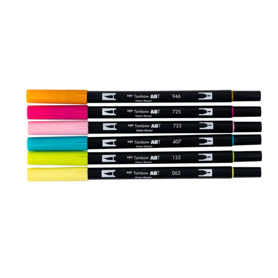 Tombow - Dual Brush Pen Set 6 - Happy Hour - Image 2
