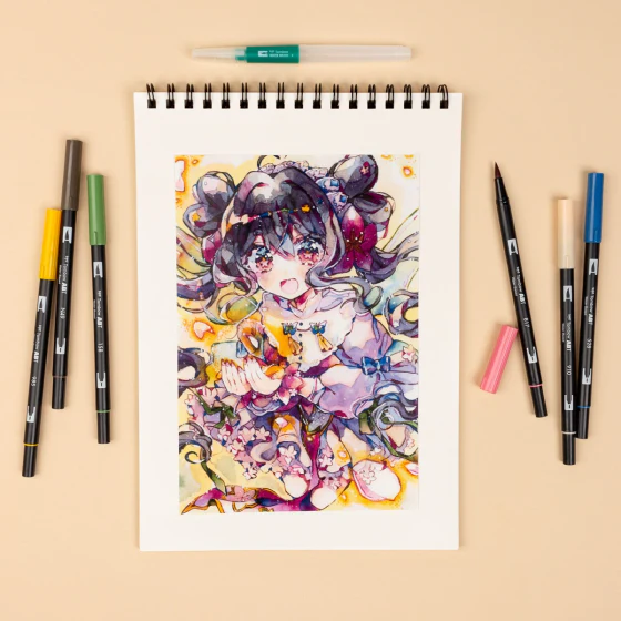 Tombow - Dual Brush Pen Set 6 - Manga Set - Flower - Image 4