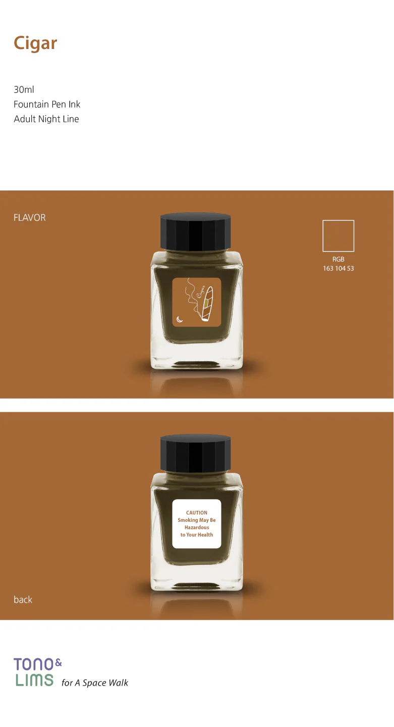 TONO & LIMS - 30ML Fountain Pen Ink - Adult Night Line - Cigar - Image 4