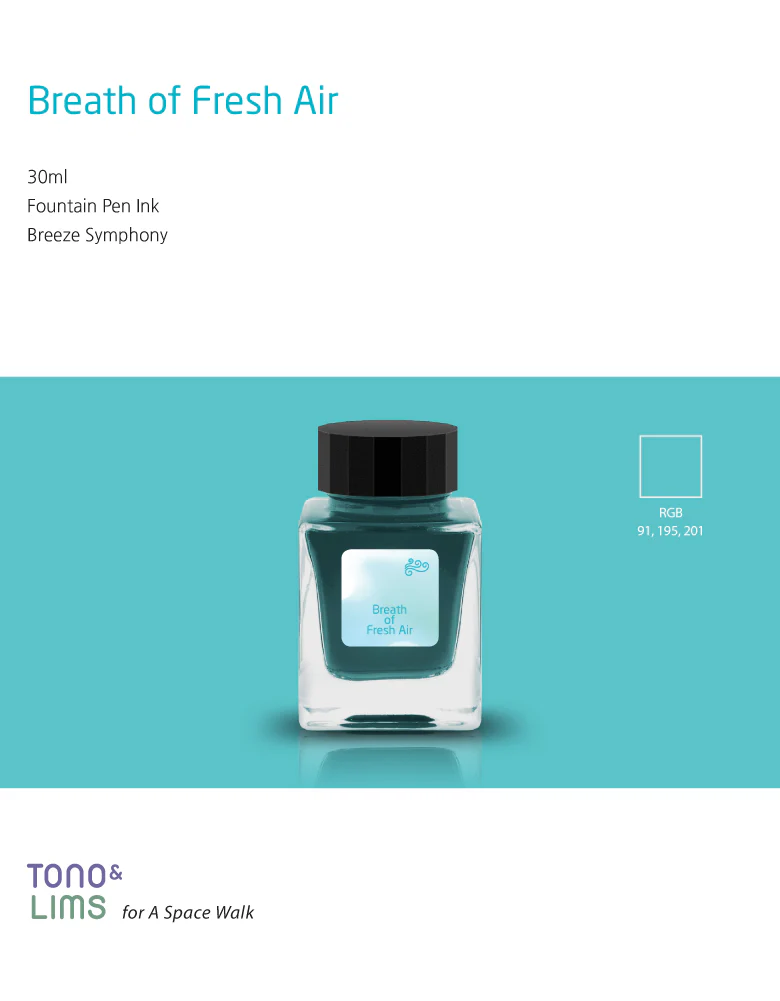 TONO & LIMS - 30ML Fountain Pen Ink - Breeze Symphony Line - Breath of Fresh Air - Image 4