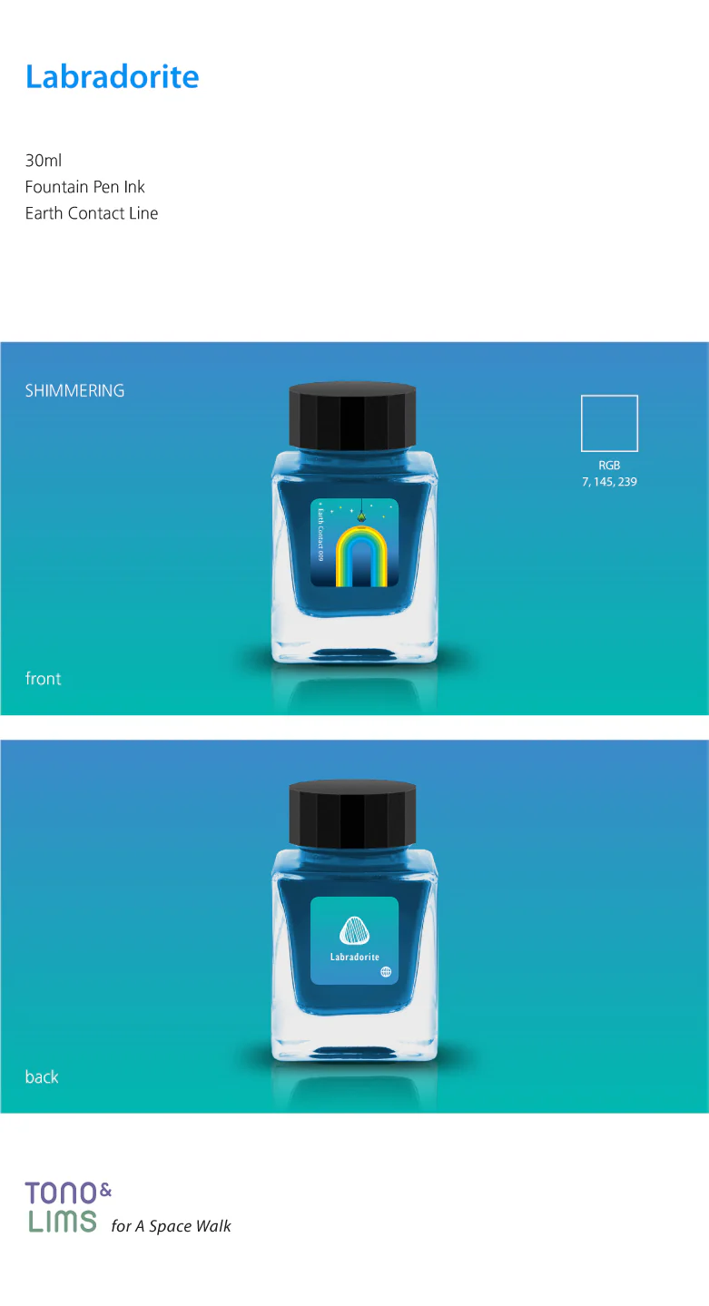 TONO & LIMS - 30ML Fountain Pen Ink - Earth Contact Line - Labradorite (Shimmer) - Image 5