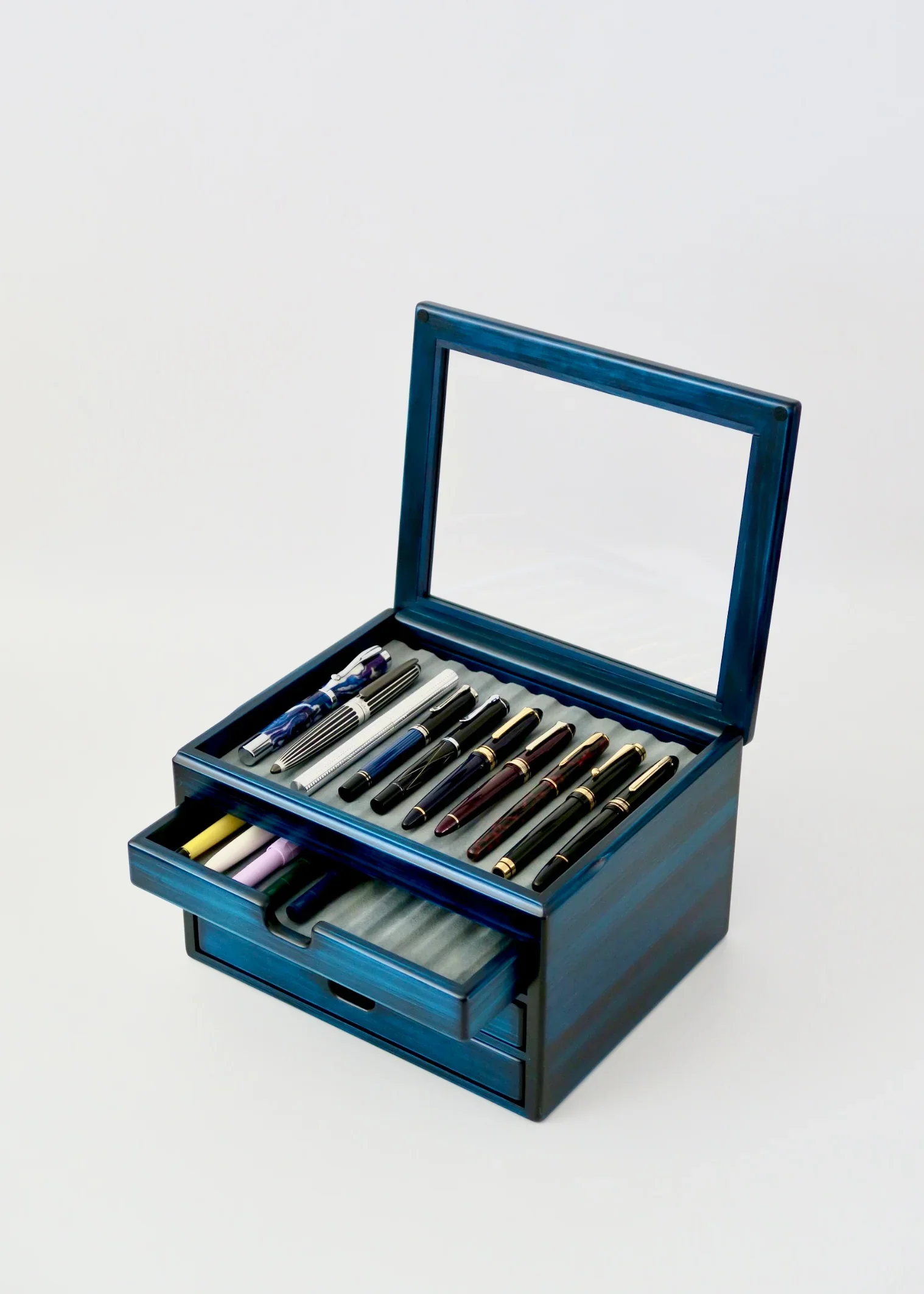 Toyooka Craft - Hinoki Blue Fountain Pen Box 40 - Image 3
