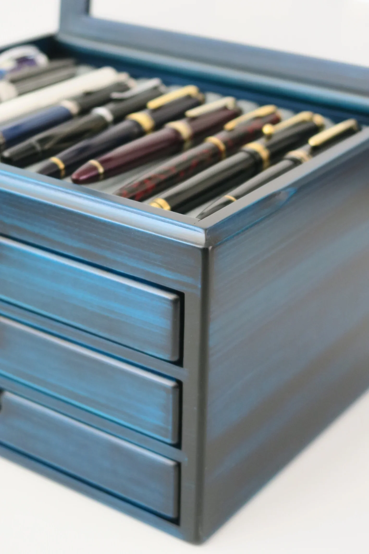 Toyooka Craft - Hinoki Blue Fountain Pen Box 40 - Image 5