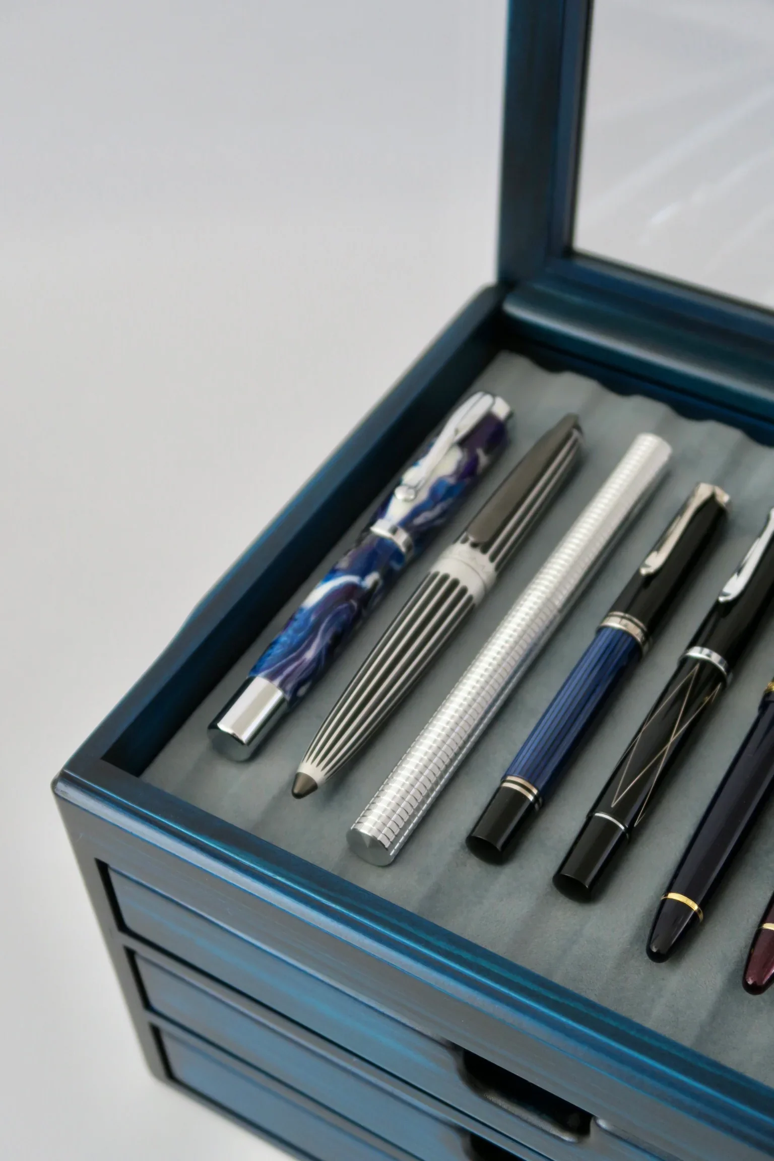 Toyooka Craft - Hinoki Blue Fountain Pen Box 40 - Image 6