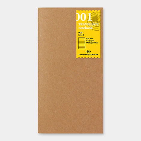 Traveler's Notebook - 001 Lined Notebook Refill - Regular Size