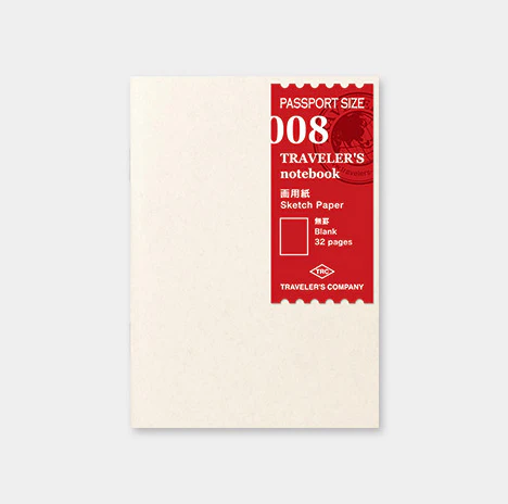 Traveler's Notebook - 008 Sketch Paper Blank - Passport Size