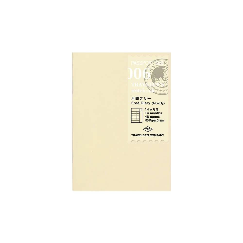 Traveler's Notebook - 006 Free Monthly Diary - Passport Size