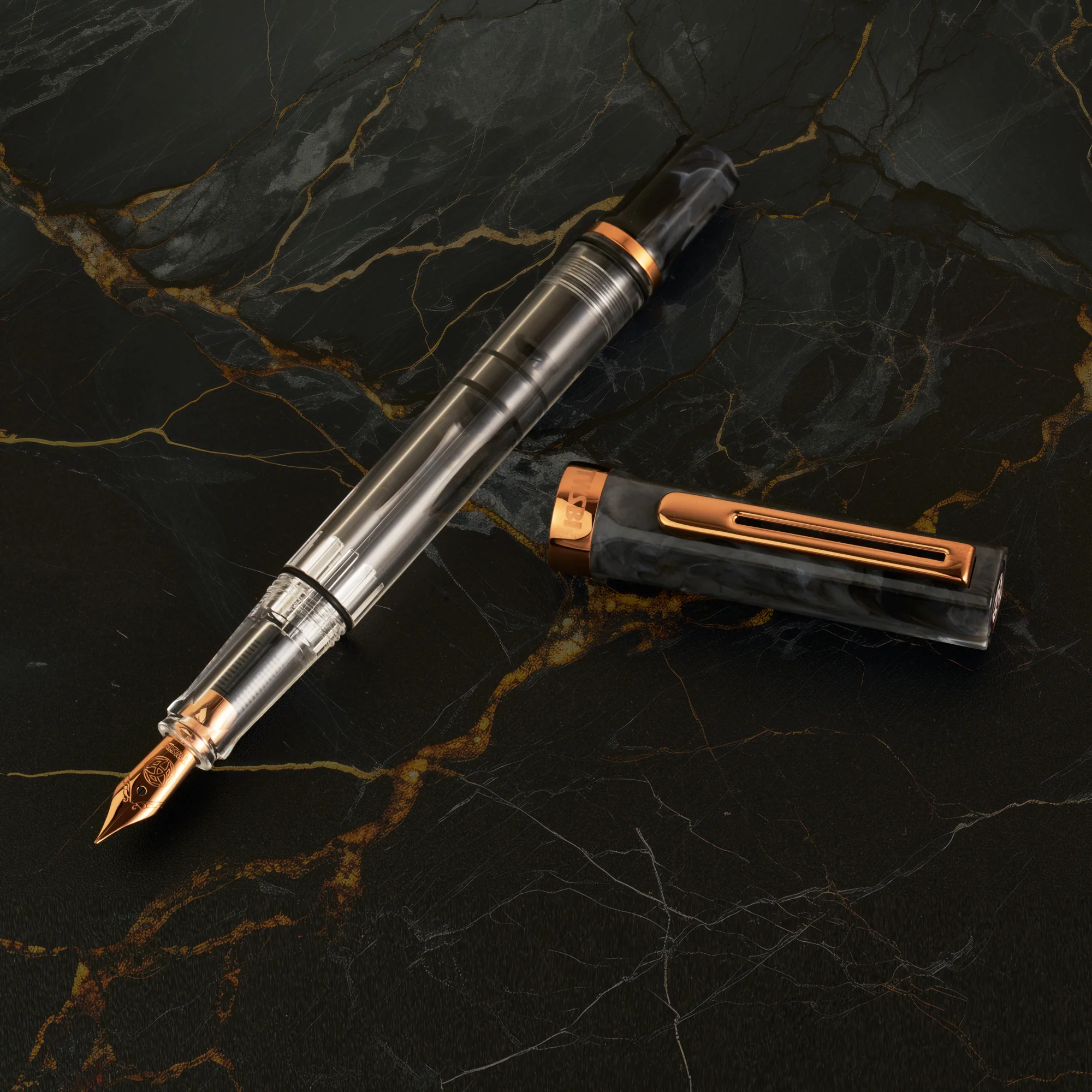 TWSBI - Eco Fountain Pen | Black Marble with Bronze Trim - Image 3