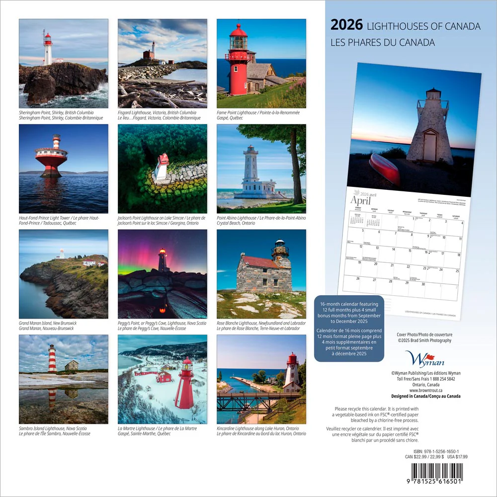 Wyman - 2026 Calendar - Lighthouses of Canada - Image 2